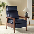 Sillón reclinable de madera maciza de piel vegana Justus Mid-Century Modern|ART OF LIVING DESIGNS