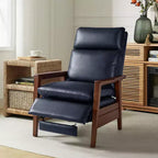 Sillón reclinable de madera maciza de piel vegana Justus Mid-Century Modern|ART OF LIVING DESIGNS