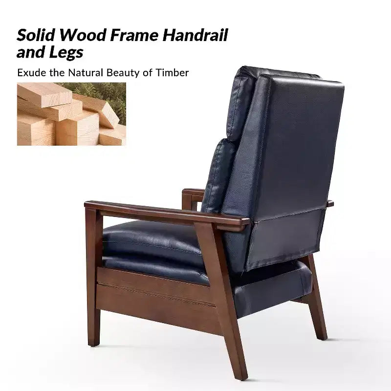 Sillón reclinable de madera maciza de piel vegana Justus Mid-Century Modern|ART OF LIVING DESIGNS