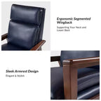 Sillón reclinable de madera maciza de piel vegana Justus Mid-Century Modern|ART OF LIVING DESIGNS
