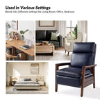 Sillón reclinable de madera maciza de piel vegana Justus Mid-Century Modern|ART OF LIVING DESIGNS