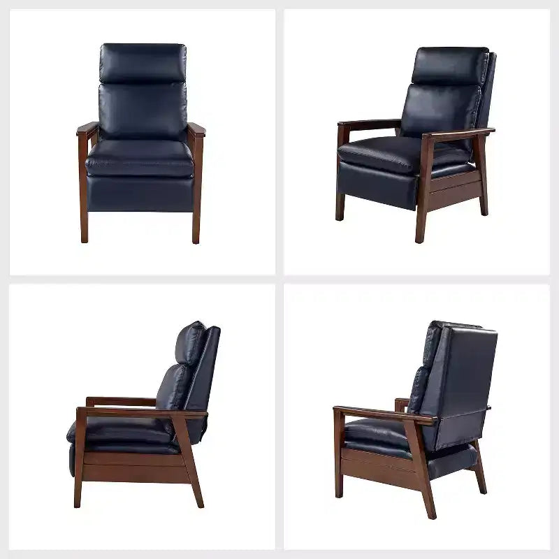 Sillón reclinable de madera maciza de piel vegana Justus Mid-Century Modern|ART OF LIVING DESIGNS