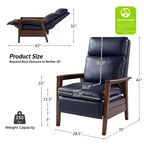 Sillón reclinable de madera maciza de piel vegana Justus Mid-Century Modern|ART OF LIVING DESIGNS