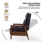 Sillón reclinable de madera maciza de piel vegana Justus Mid-Century Modern|ART OF LIVING DESIGNS