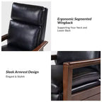 Sillón reclinable de madera maciza de piel vegana Justus Mid-Century Modern|ART OF LIVING DESIGNS