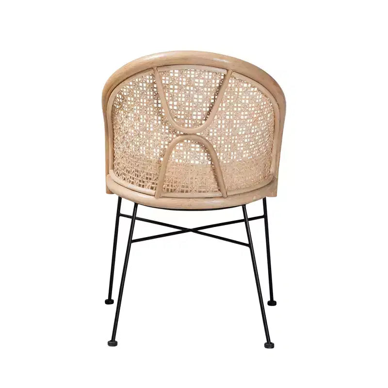 bali & pari Lisa Silla de comedor moderna bohemia de ratán natural marrón y metal negro