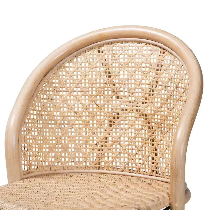 bali & pari Lisa Silla de comedor moderna bohemia de ratán natural marrón y metal negro