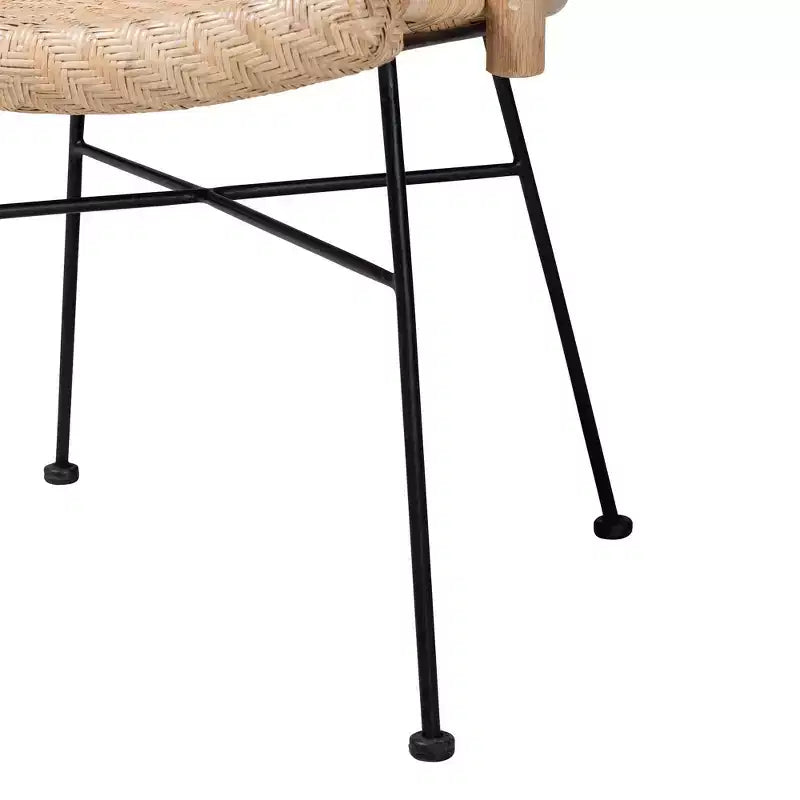 bali & pari Lisa Silla de comedor moderna bohemia de ratán natural marrón y metal negro