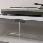 HOMCOM Mueble Multimedia de 5 Estantes con Baldas Ajustables en 3 Niveles, Puertas de Vidrio Templado y Gestión de Cables
