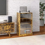 HOMCOM Mueble Multimedia de 5 Estantes con Baldas Ajustables en 3 Niveles, Puertas de Vidrio Templado y Gestión de Cables