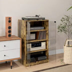 HOMCOM Mueble Multimedia de 5 Estantes con Baldas Ajustables en 3 Niveles, Puertas de Vidrio Templado y Gestión de Cables