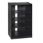 HOMCOM Mueble Multimedia de 5 Estantes con Baldas Ajustables en 3 Niveles, Puertas de Vidrio Templado y Gestión de Cables