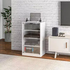 HOMCOM Mueble Multimedia de 5 Estantes con Baldas Ajustables en 3 Niveles, Puertas de Vidrio Templado y Gestión de Cables