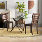 Costway Sillas de comedor de madera, juego de 2 o 4 con asiento tapizado y respaldo alto de goma, color marrón