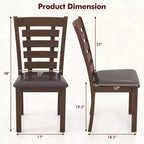 Costway Sillas de comedor de madera, juego de 2 o 4 con asiento tapizado y respaldo alto de goma, color marrón