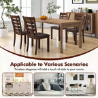 Costway Sillas de comedor de madera, juego de 2 o 4 con asiento tapizado y respaldo alto de goma, color marrón