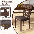 Costway Sillas de comedor de madera, juego de 2 o 4 con asiento tapizado y respaldo alto de goma, color marrón