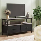 Mueble TV Cómoda, Centro de Entretenimiento de 50 Pulgadas con Almacenamiento, Mueble TV para Dormitorio, Cómoda Pequeña con Cajones y Estantes