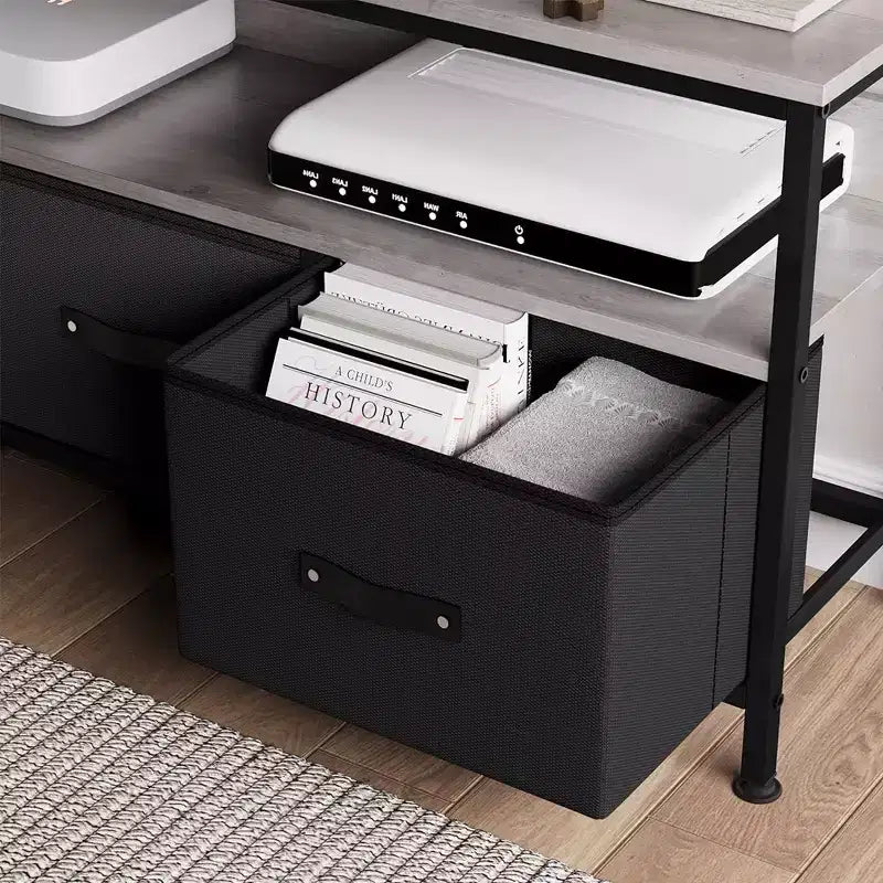 Mueble TV Cómoda, Centro de Entretenimiento de 50 Pulgadas con Almacenamiento, Mueble TV para Dormitorio, Cómoda Pequeña con Cajones y Estantes