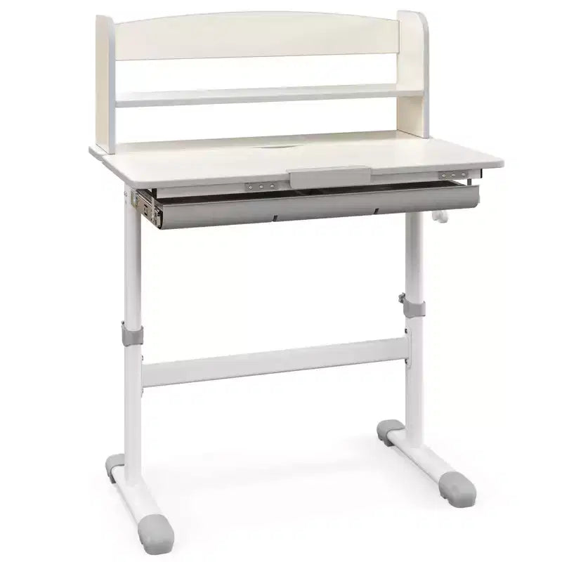 Costway Escritorio de Estudio Infantil con Tablero Inclinable de 7 Niveles, Altura Ajustable y Cajón Extraíble Azul/Gris/Rosa