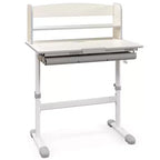 Costway Escritorio de Estudio Infantil con Tablero Inclinable de 7 Niveles, Altura Ajustable y Cajón Extraíble Azul/Gris/Rosa