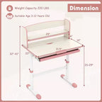 Costway Escritorio de Estudio Infantil con Tablero Inclinable de 7 Niveles, Altura Ajustable y Cajón Extraíble Azul/Gris/Rosa