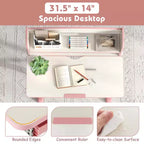 Costway Escritorio de Estudio Infantil con Tablero Inclinable de 7 Niveles, Altura Ajustable y Cajón Extraíble Azul/Gris/Rosa