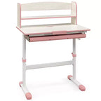 Costway Escritorio de Estudio Infantil con Tablero Inclinable de 7 Niveles, Altura Ajustable y Cajón Extraíble Azul/Gris/Rosa