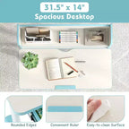 Costway Escritorio de Estudio Infantil con Tablero Inclinable de 7 Niveles, Altura Ajustable y Cajón Extraíble Azul/Gris/Rosa