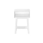Mesita de noche moderna de mediados de siglo Plank+Beam con estante, mesa auxiliar de madera maciza para dormitorio