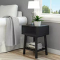 Mesita de noche moderna de mediados de siglo Plank+Beam con estante, mesa auxiliar de madera maciza para dormitorio
