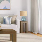 Mesa auxiliar rectangular moderna de madera maciza Plank+Beam para sala de estar, mesa auxiliar de 25 pulgadas