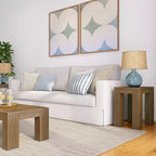 Mesa auxiliar rectangular moderna de madera maciza Plank+Beam para sala de estar, mesa auxiliar de 25 pulgadas