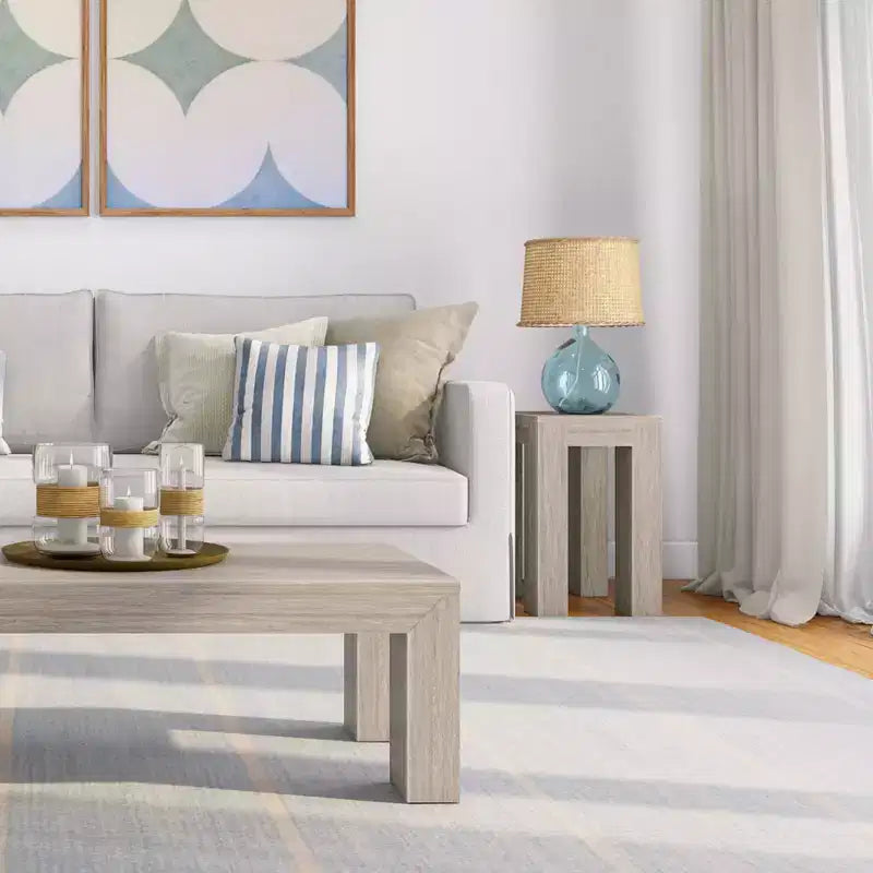 Mesa auxiliar rectangular moderna de madera maciza Plank+Beam para sala de estar, mesa auxiliar de 25 pulgadas