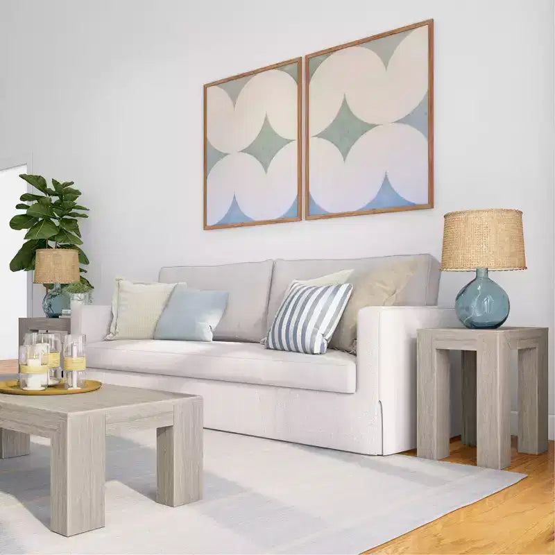 Mesa auxiliar rectangular moderna de madera maciza Plank+Beam para sala de estar, mesa auxiliar de 25 pulgadas