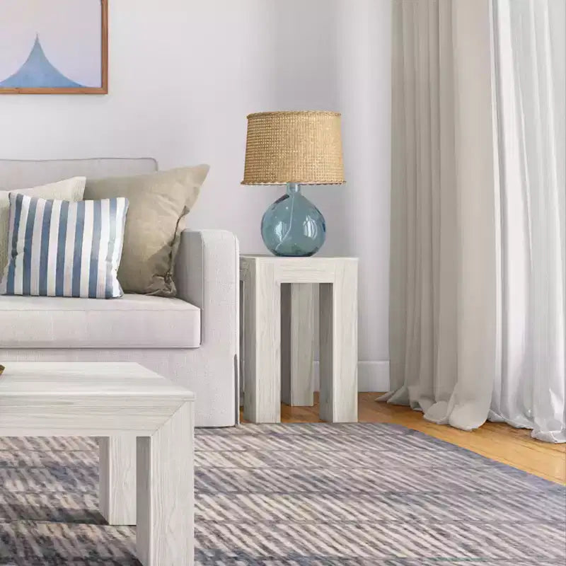 Mesa auxiliar rectangular moderna de madera maciza Plank+Beam para sala de estar, mesa auxiliar de 25 pulgadas