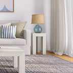 Mesa auxiliar rectangular moderna de madera maciza Plank+Beam para sala de estar, mesa auxiliar de 25 pulgadas