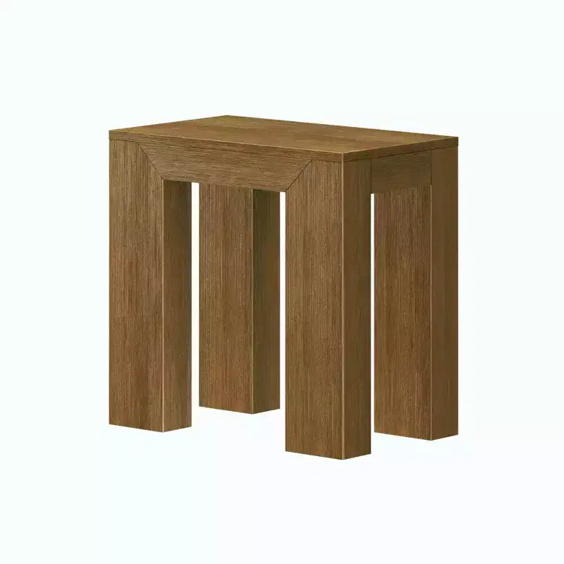 Mesa auxiliar rectangular moderna de madera maciza Plank+Beam para sala de estar, mesa auxiliar de 25 pulgadas