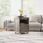 HOMCOM Mesa Auxiliar Pequeña, Mesa Auxiliar de Granja con Estante Abierto y Armario, Mesa Moderna de Sofá con Patas de Madera para Sala de Estar