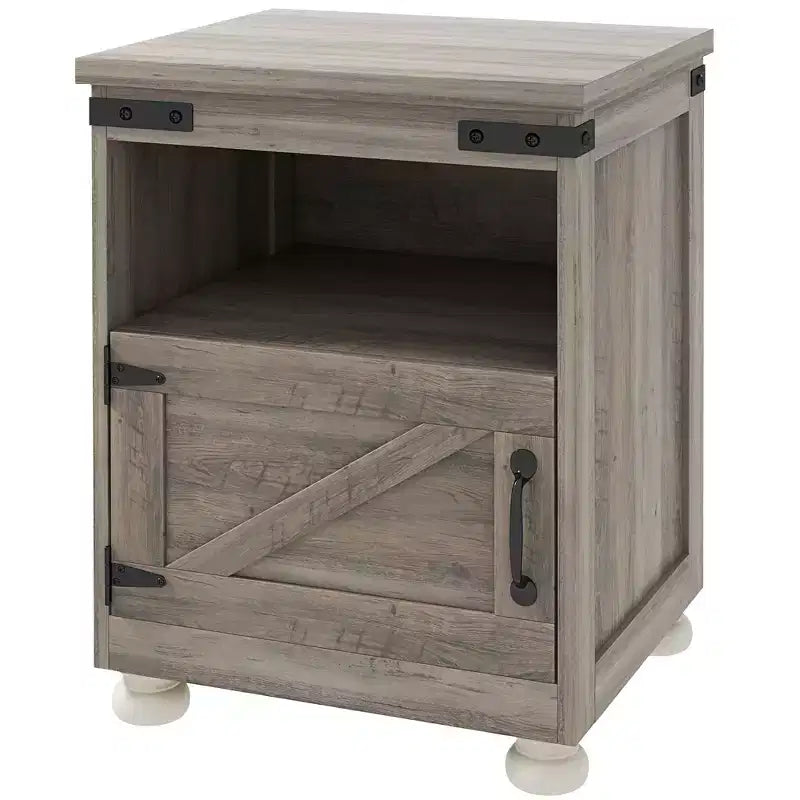 HOMCOM Mesa Auxiliar Pequeña, Mesa Auxiliar de Granja con Estante Abierto y Armario, Mesa Moderna de Sofá con Patas de Madera para Sala de Estar