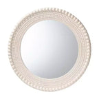 Espejo decorativo redondo moderno con cuentas Grazia de Baxton Studio en blanco perla