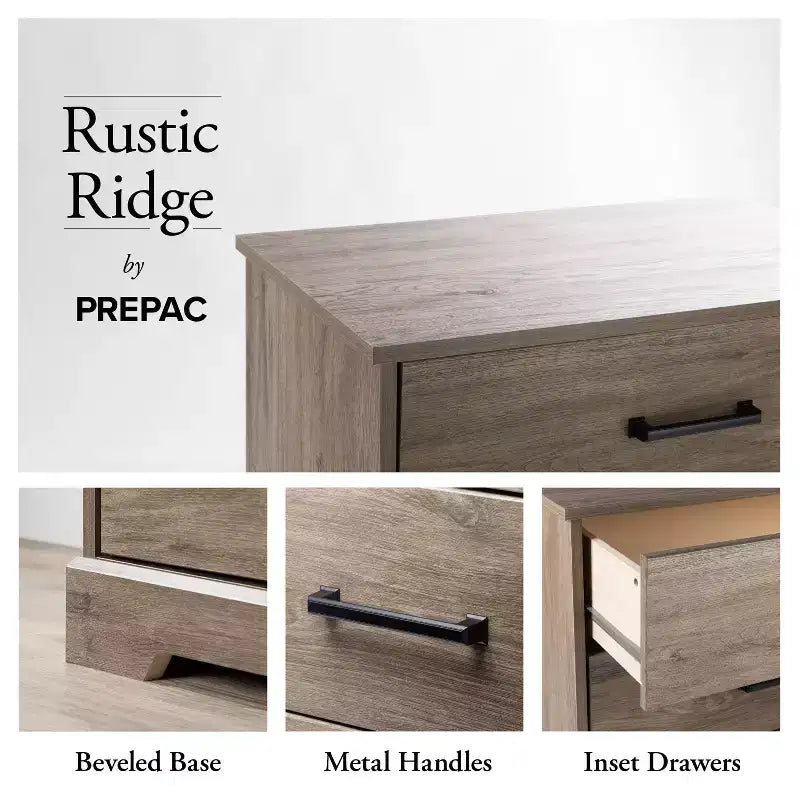 Cómoda de 5 cajones Prepac Rustic Ridge de 27.50 pulgadas de ancho