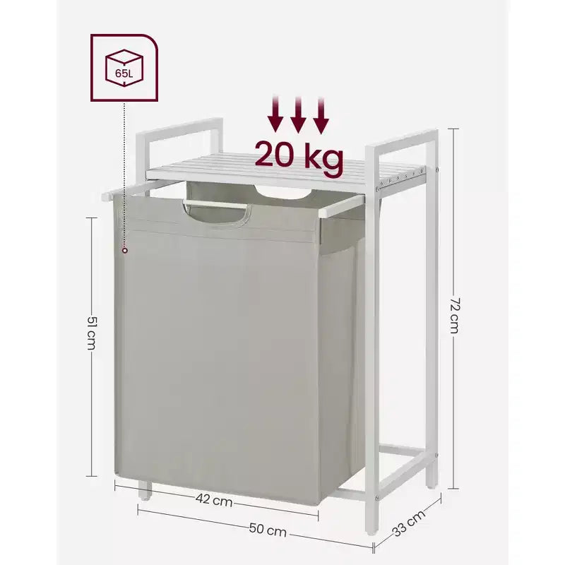 VASAGLE Cesto de Ropa, Cesto de Colada, Clasificador de Ropa con Bolsa Extraíble, 65L (17.2 Galones)