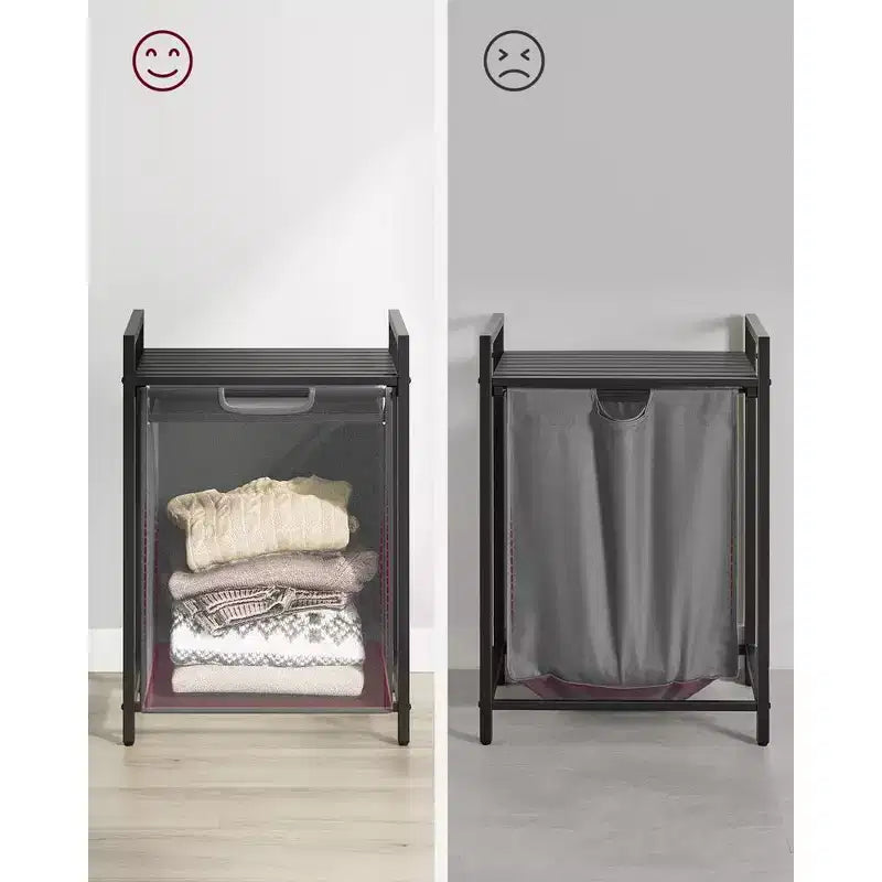 VASAGLE Cesto de Ropa, Cesto de Colada, Clasificador de Ropa con Bolsa Extraíble, 65L (17.2 Galones)