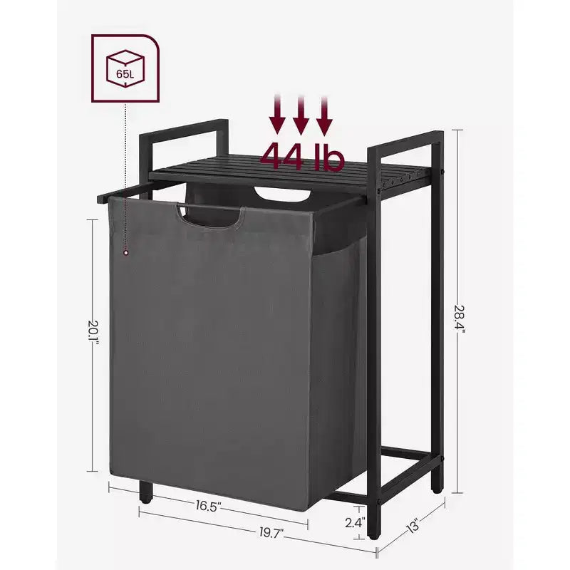 VASAGLE Cesto de Ropa, Cesto de Colada, Clasificador de Ropa con Bolsa Extraíble, 65L (17.2 Galones)