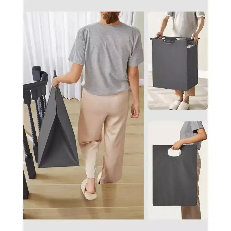 VASAGLE Cesto de Ropa, Cesto de Colada, Clasificador de Ropa con Bolsa Extraíble, 65L (17.2 Galones)