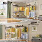 Timate L4 Estante para Ropa en Forma de L, Perchero de Tubo Industrial Expandible, Organizador de Armario Montado en la Pared, Armario Grande