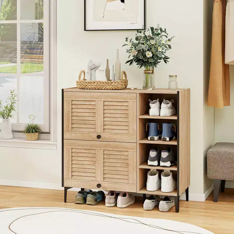 Zapatero Costway con Puertas Abatibles Estantes Ajustables y Removibles para Entrada