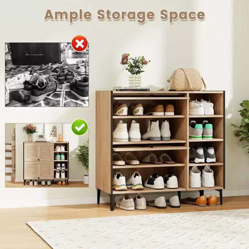 Zapatero Costway con Puertas Abatibles Estantes Ajustables y Removibles para Entrada