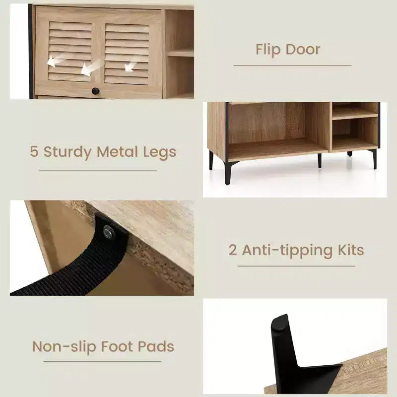 Zapatero Costway con Puertas Abatibles Estantes Ajustables y Removibles para Entrada